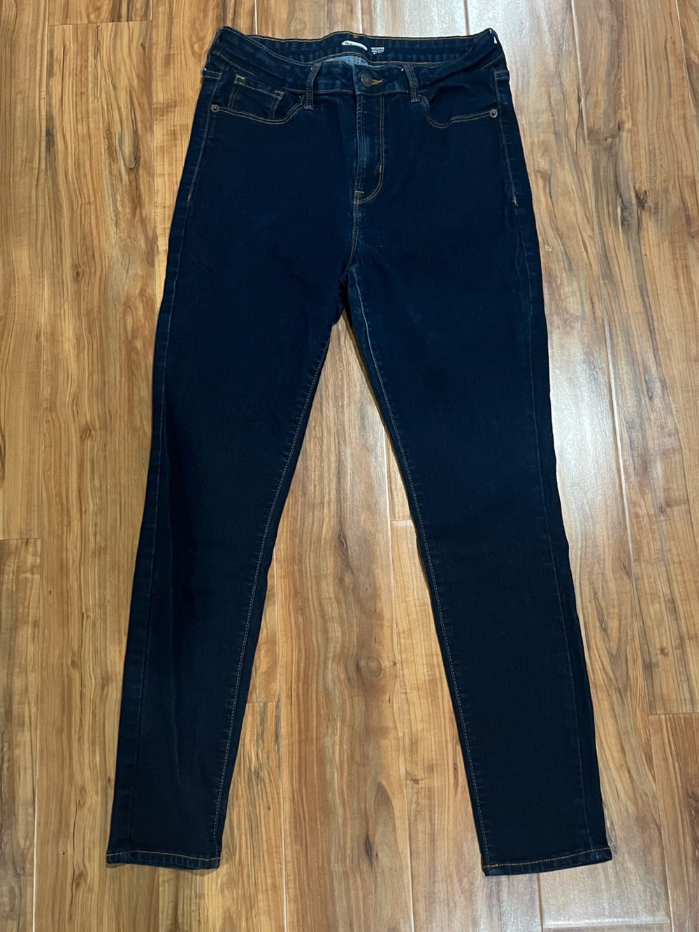 Women's Navy Blue Denim Rockstar Super Skinny Jeans 8